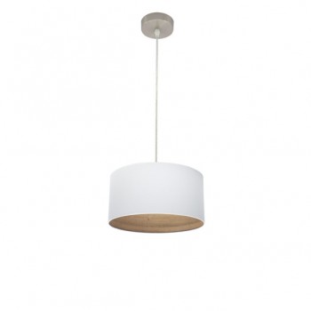 Distribuidor - Lâmpadas Diversas | Colgantes Moderno | COLGANTE TATIANA 1XE27 NIQUEL/BLANCO-MAD.CLARA REGX30X30 CM Ref: 189193085